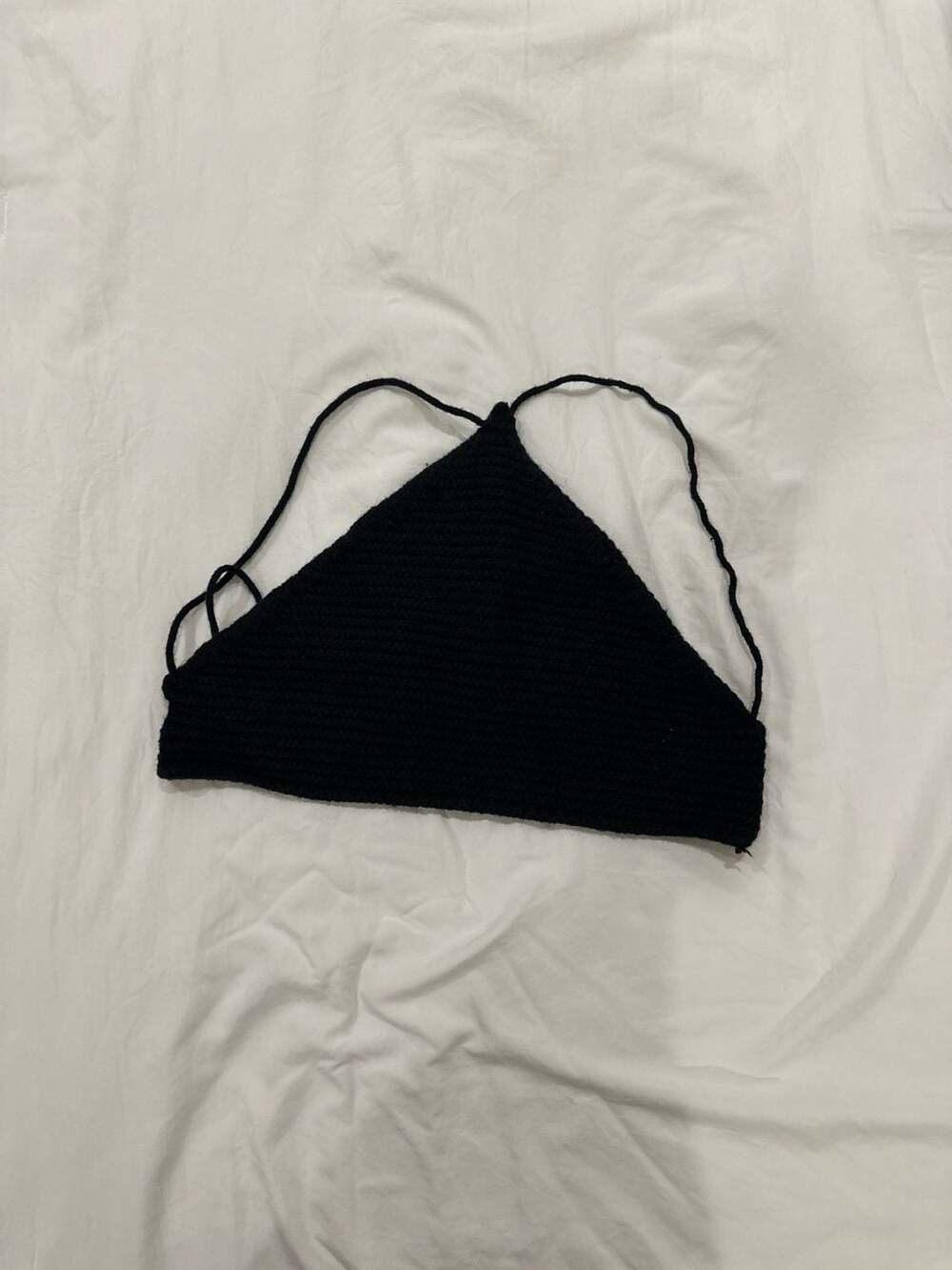 Beginning Boutique Black Knit Halter Scarf Top Size S
